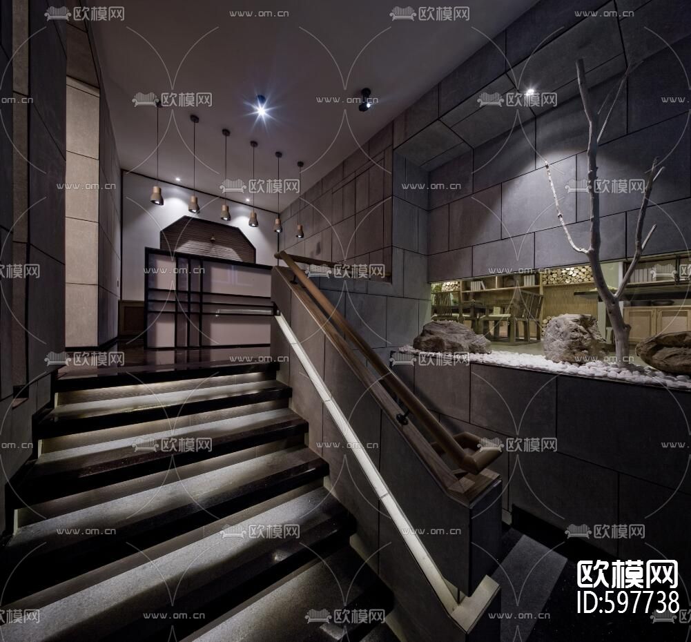 新中式茶吧CAD施工图&实景图下载（渲染图6）