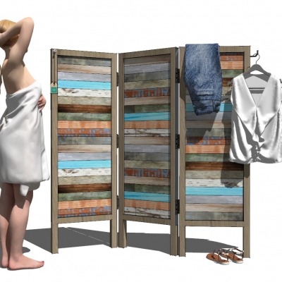 工业风装饰屏风su模型