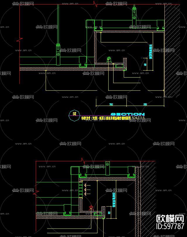室内装修大样节点CAD图库下载（渲染图5）
