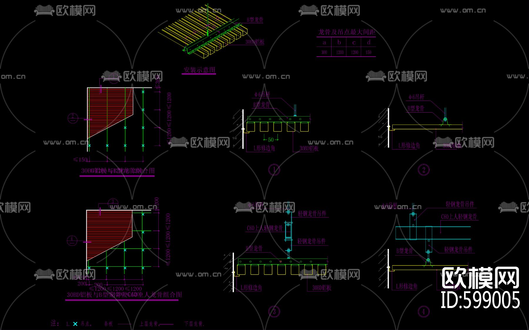 18种吊顶结构节点下载