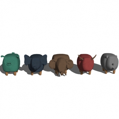  现代儿童动物矮凳组合su模型 