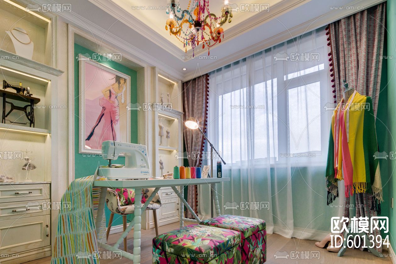 简欧-以海风诠释浪漫CAD施工图全套+实景图下载（渲染图6）