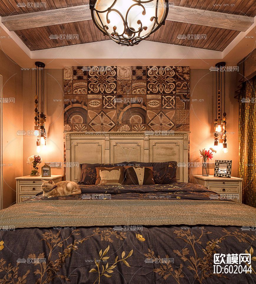 新古典-绿地金融城小户型98平方施工图全套+实景照下载（渲染图5）