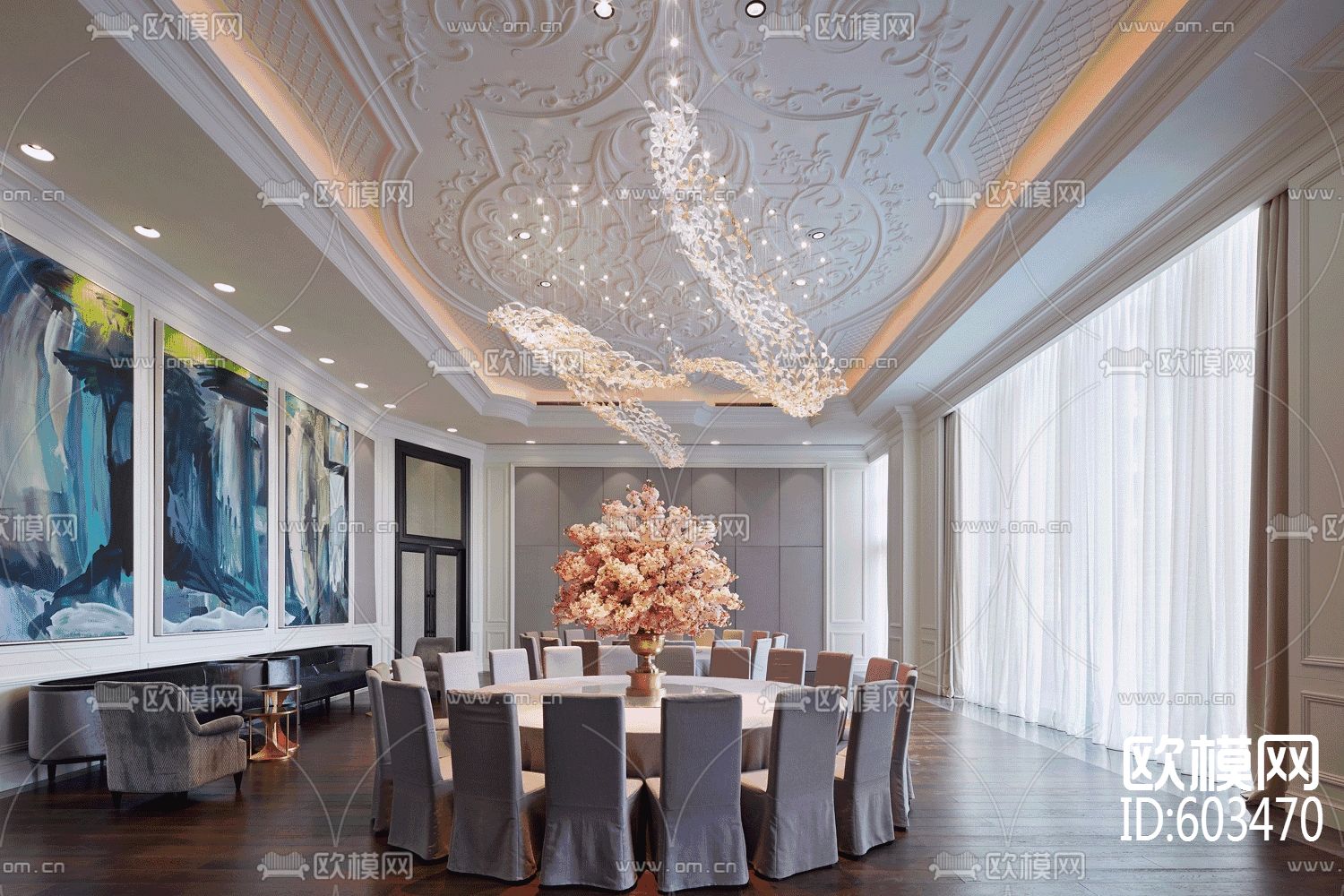 会所设计方案-翠湖天地隽荟东 +施工图CAD+物料书+实景照下载（渲染图5）