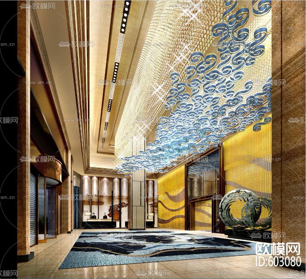 常州铂尔曼酒店CAD施工图+效果图下载（渲染图5）