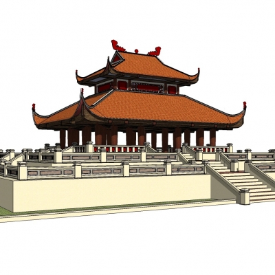  中式阁楼su模型 