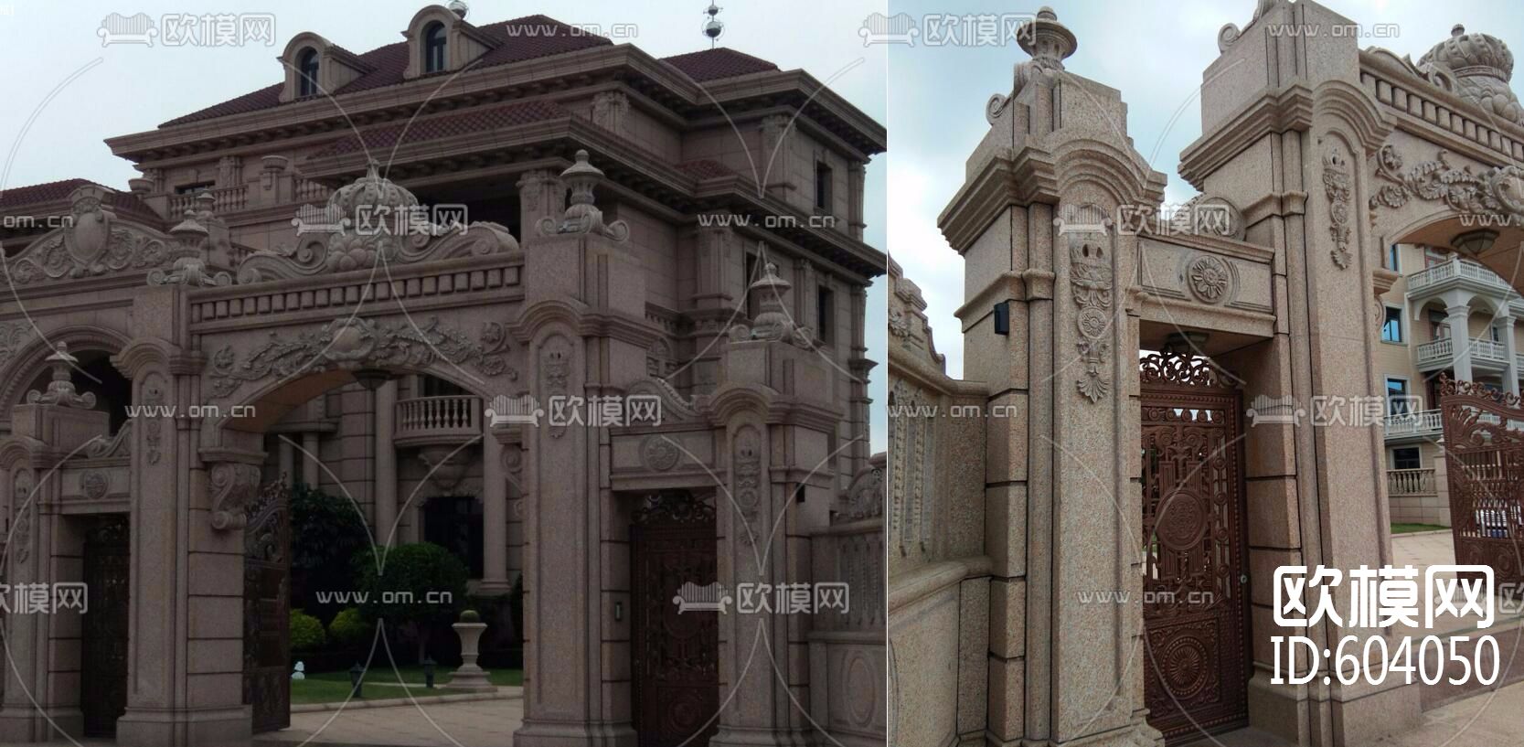 欧式围墙石材大门CAD拆料加工图