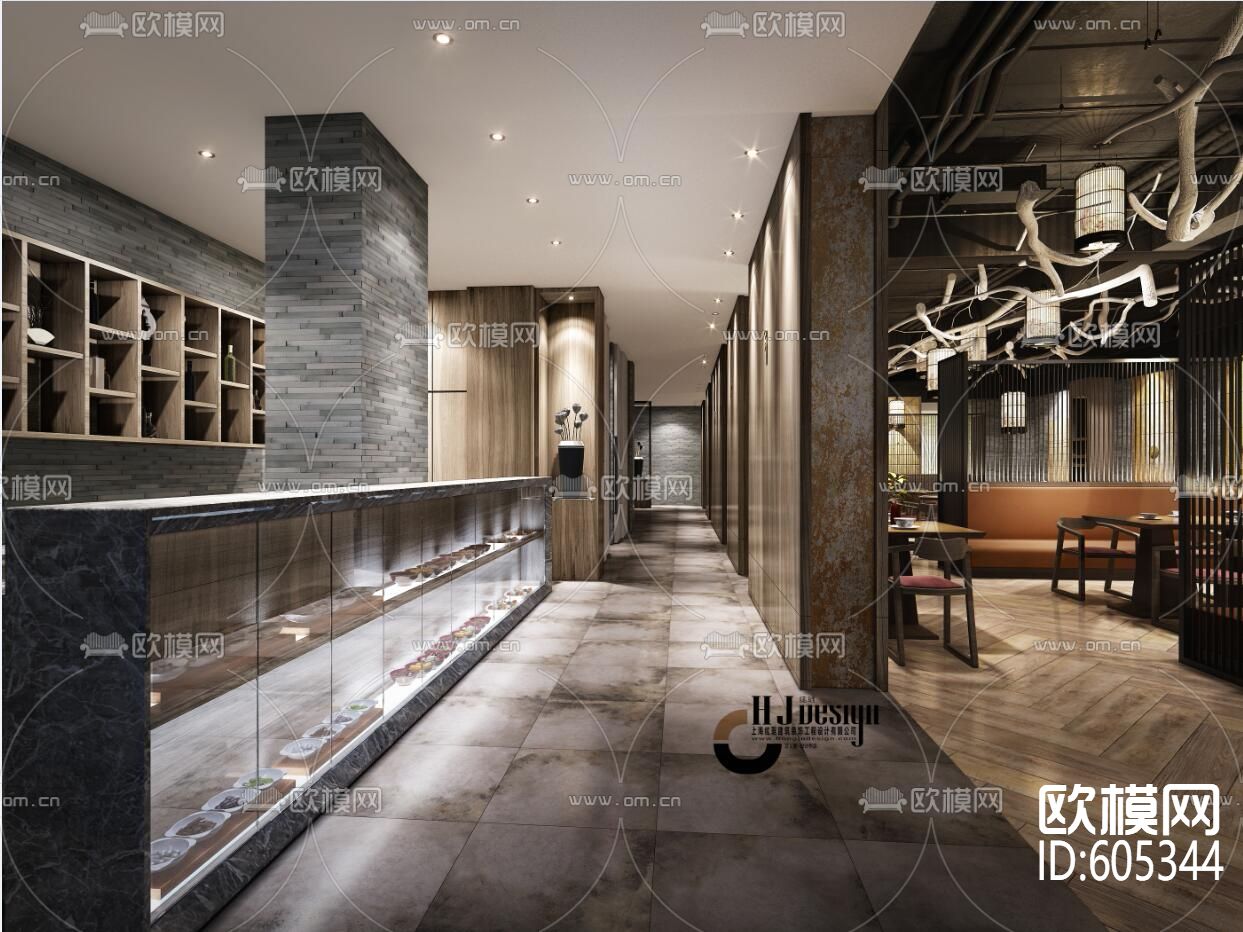 五味壹品兰州拉面店 效果图+概念方案+施工图下载（渲染图3）