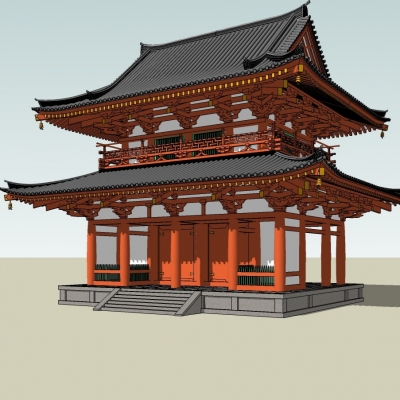  中式阁楼su模型 