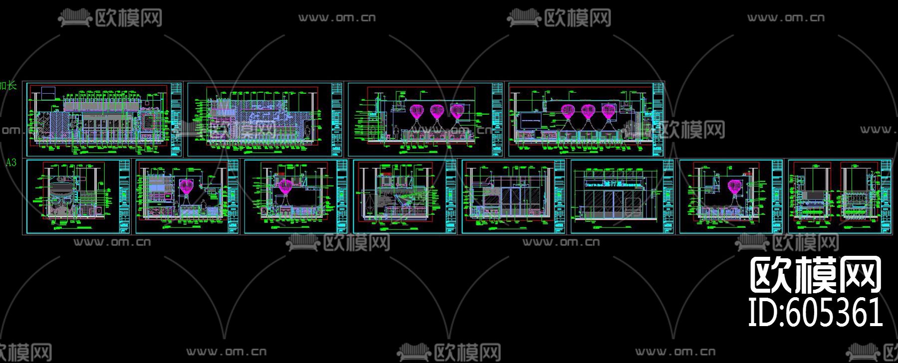 越打星YuetDaSing新加坡樟宜机场美食主题餐厅施工图+效果图下载（渲染图6）
