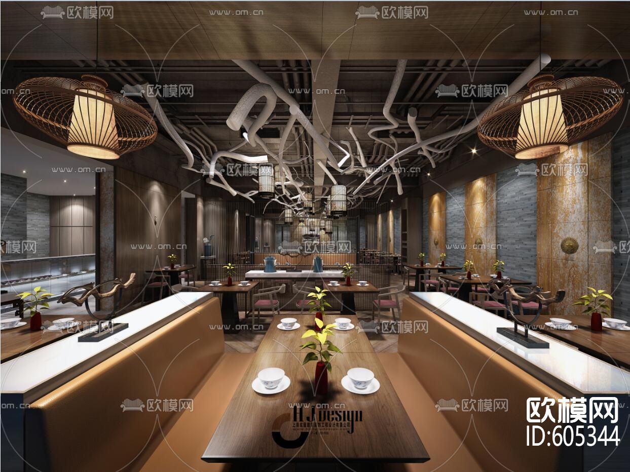 五味壹品兰州拉面店 效果图+概念方案+施工图下载（渲染图2）