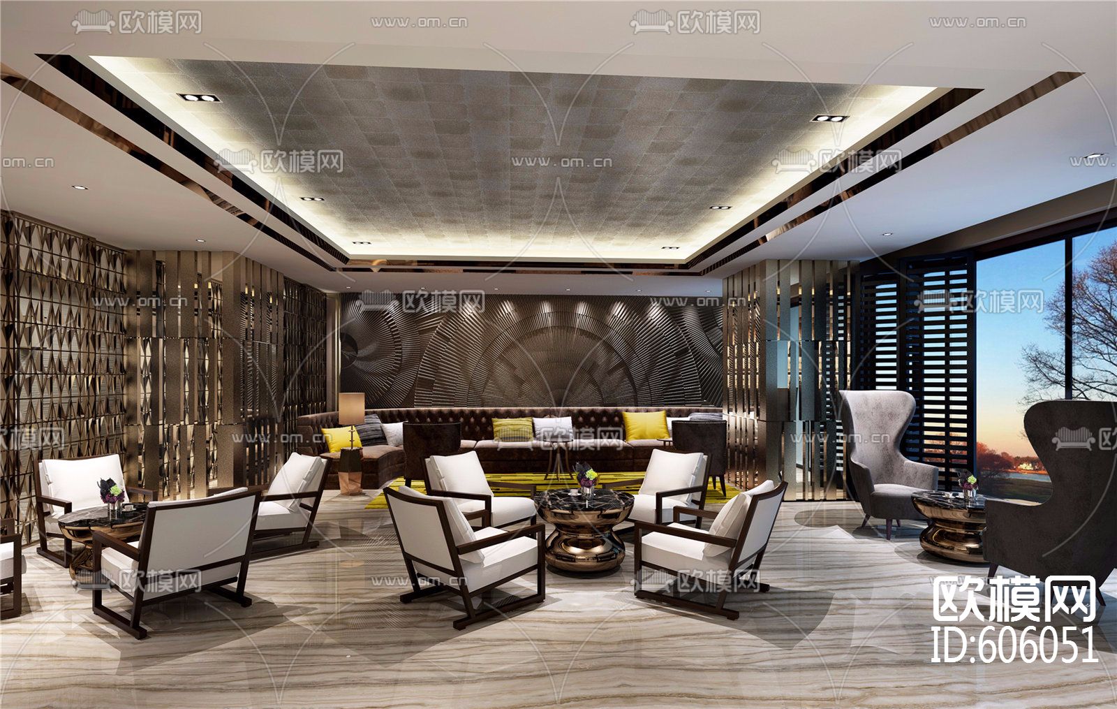 海宁会所全套CAD施工图+效果图下载（渲染图4）