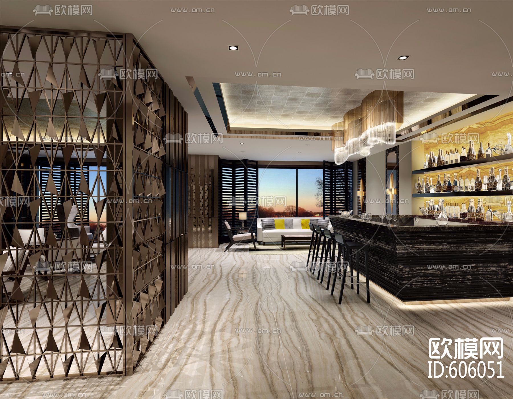 海宁会所全套CAD施工图+效果图下载（渲染图6）