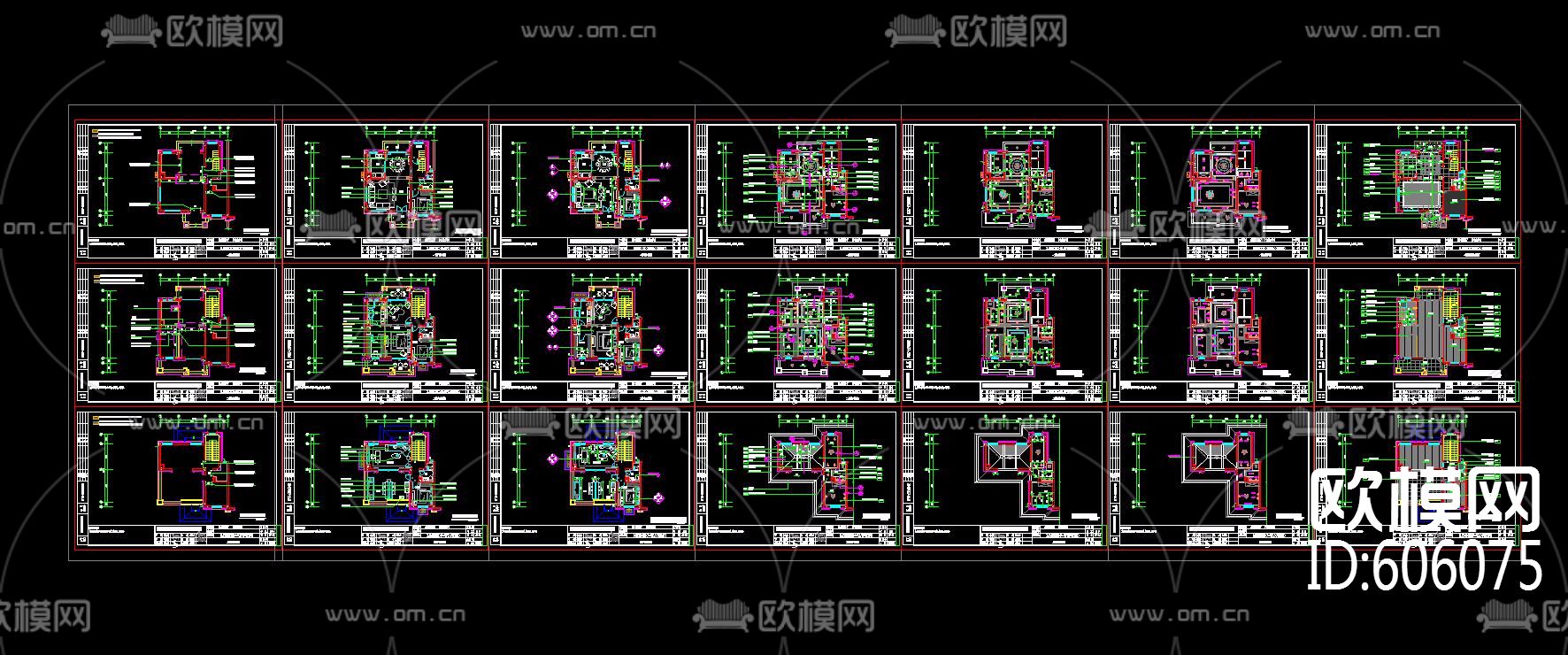 简欧别墅样板房-碧桂园址山 全套CAD施工图+方案+效果图+物料表+软装下载（渲染图4）