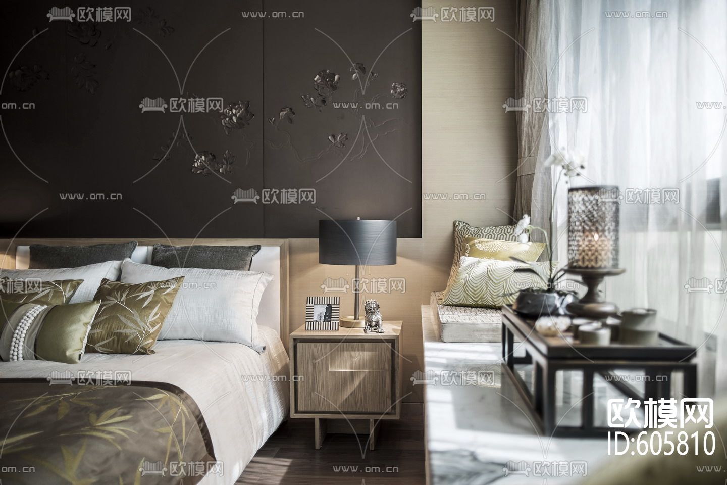 现代精装样板房全套CAD施工图+效果图下载（渲染图3）