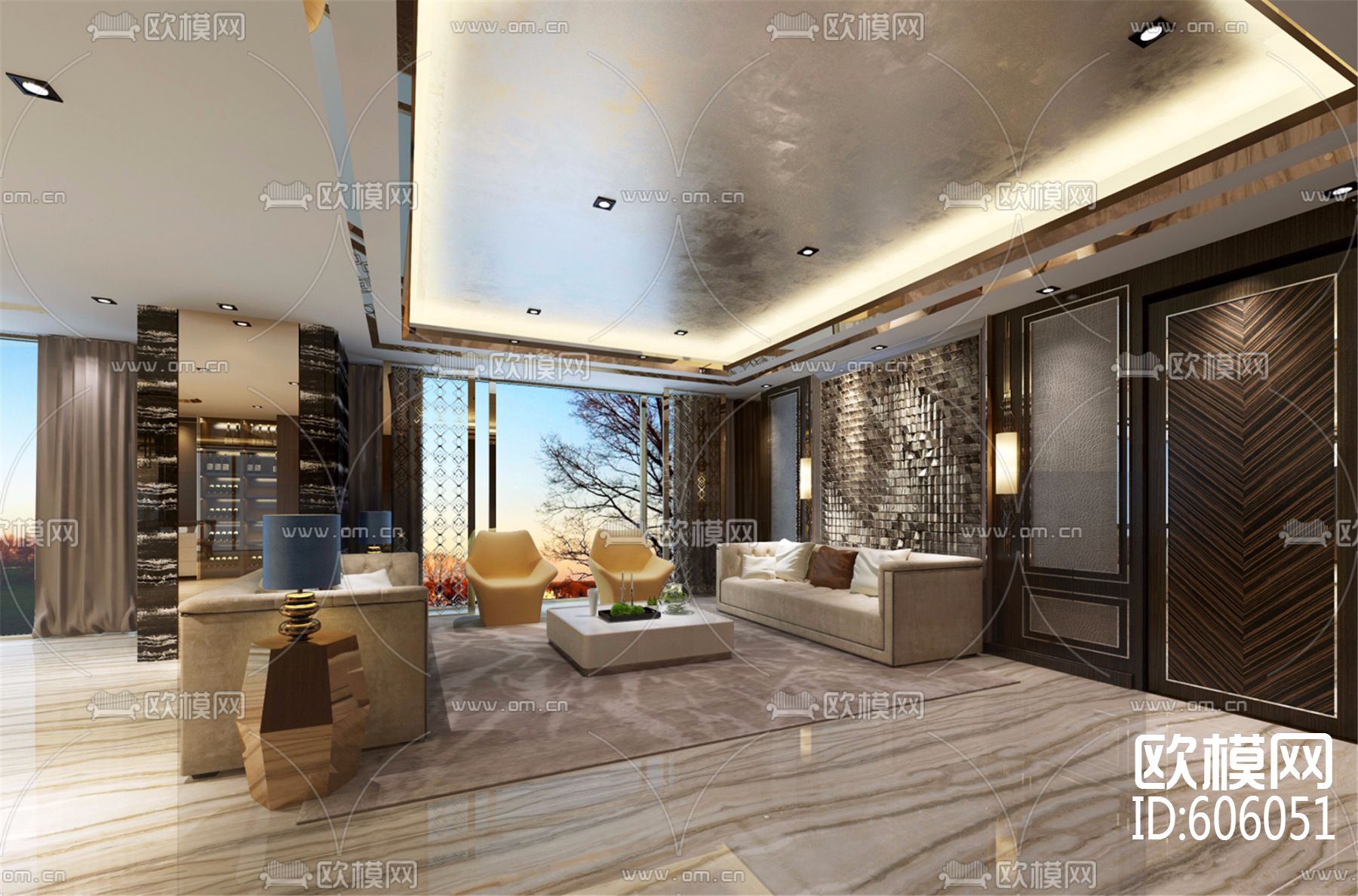 海宁会所全套CAD施工图+效果图下载（渲染图5）