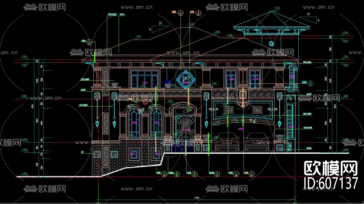 欧式奢华别墅建筑CAD施工图