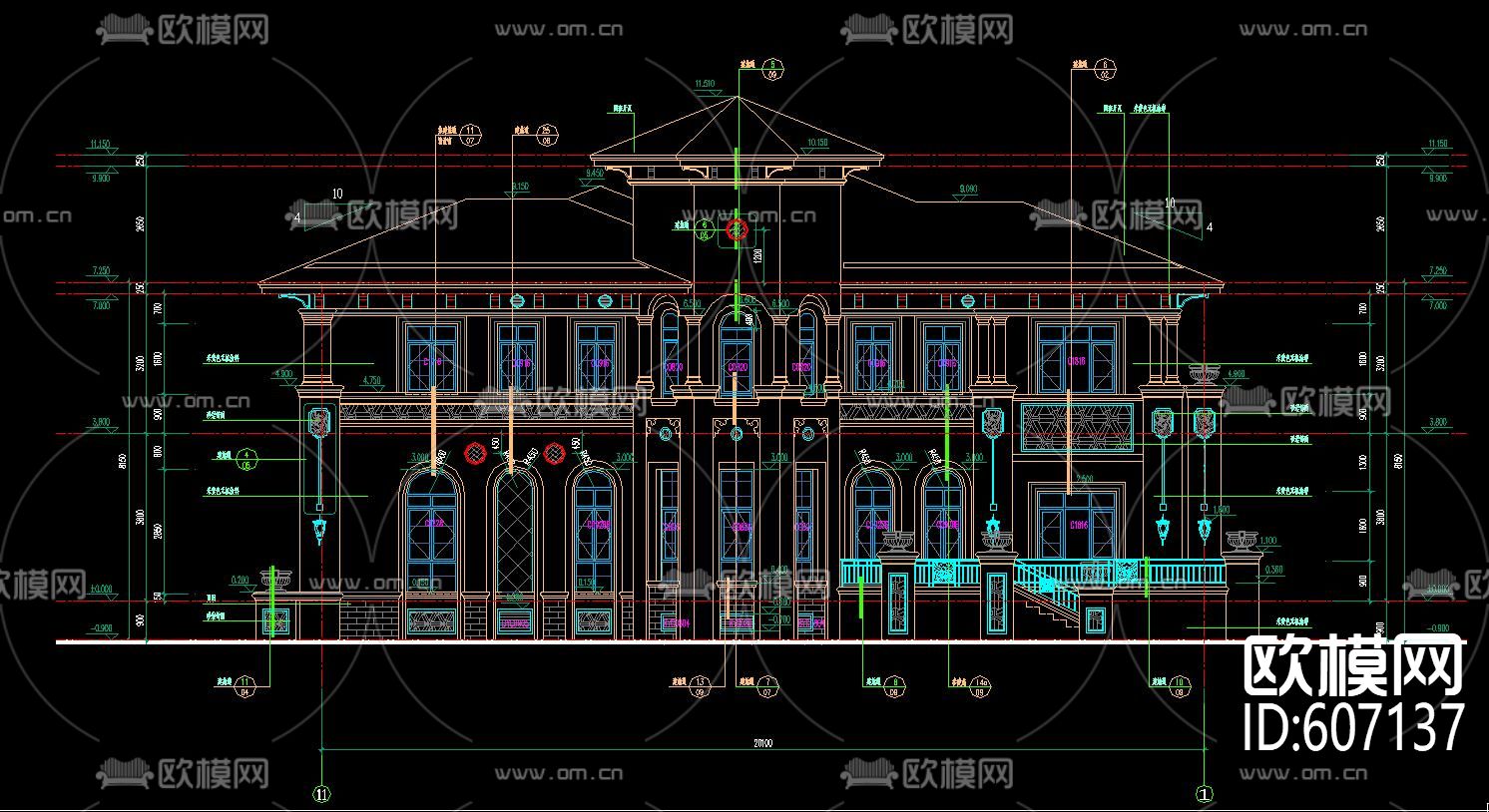 欧式奢华别墅建筑CAD施工图