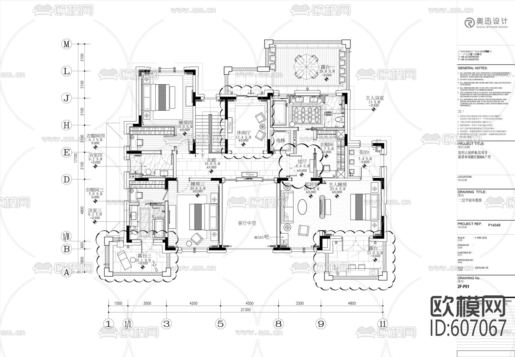 新古典别墅样板房-湖景林苑施工图全套+材料表下载（渲染图1）