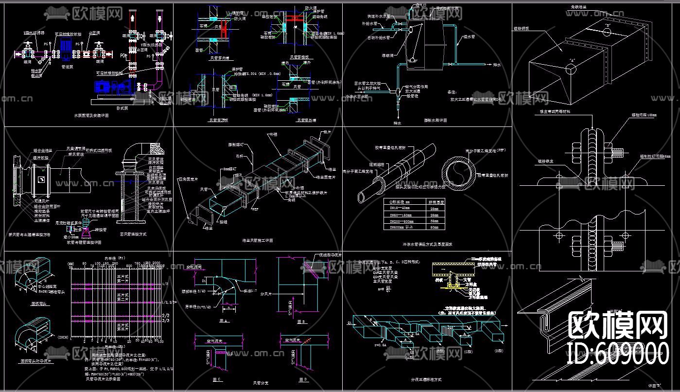 中央空调CAD图例及大样图下载（渲染图5）