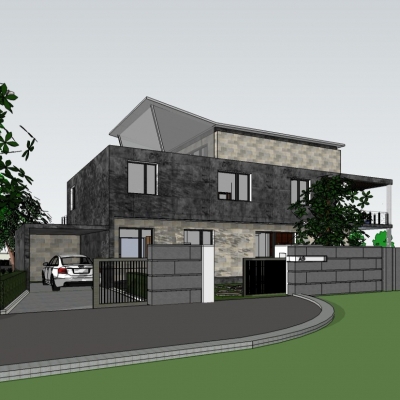 现代独栋别墅su模型