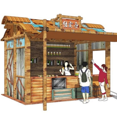  自然风公园售卖亭su模型 