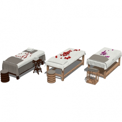  现代按摩床组合su模型 