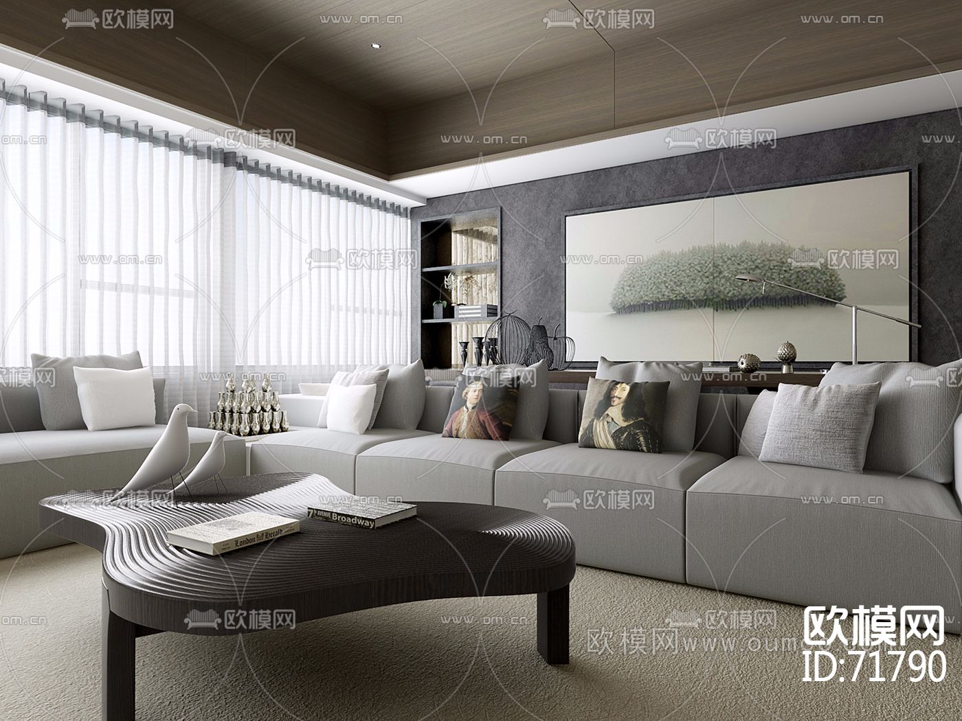 卢国辉现代客厅餐厅3D模型
