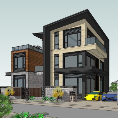 现代独栋别墅su模型