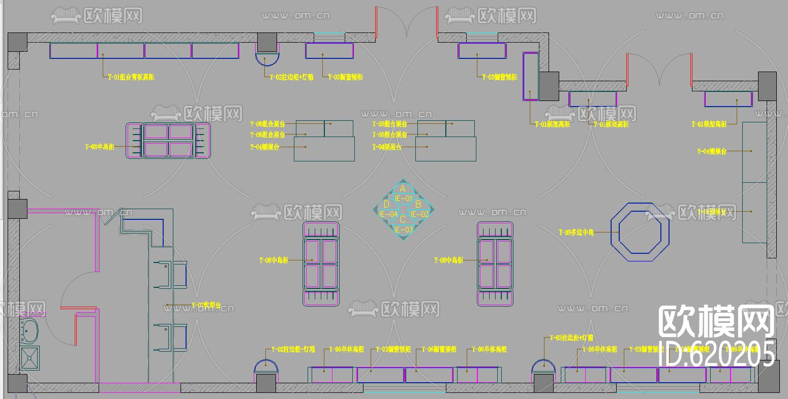 创意产品区展柜装饰CAD施工图下载（渲染图3）
