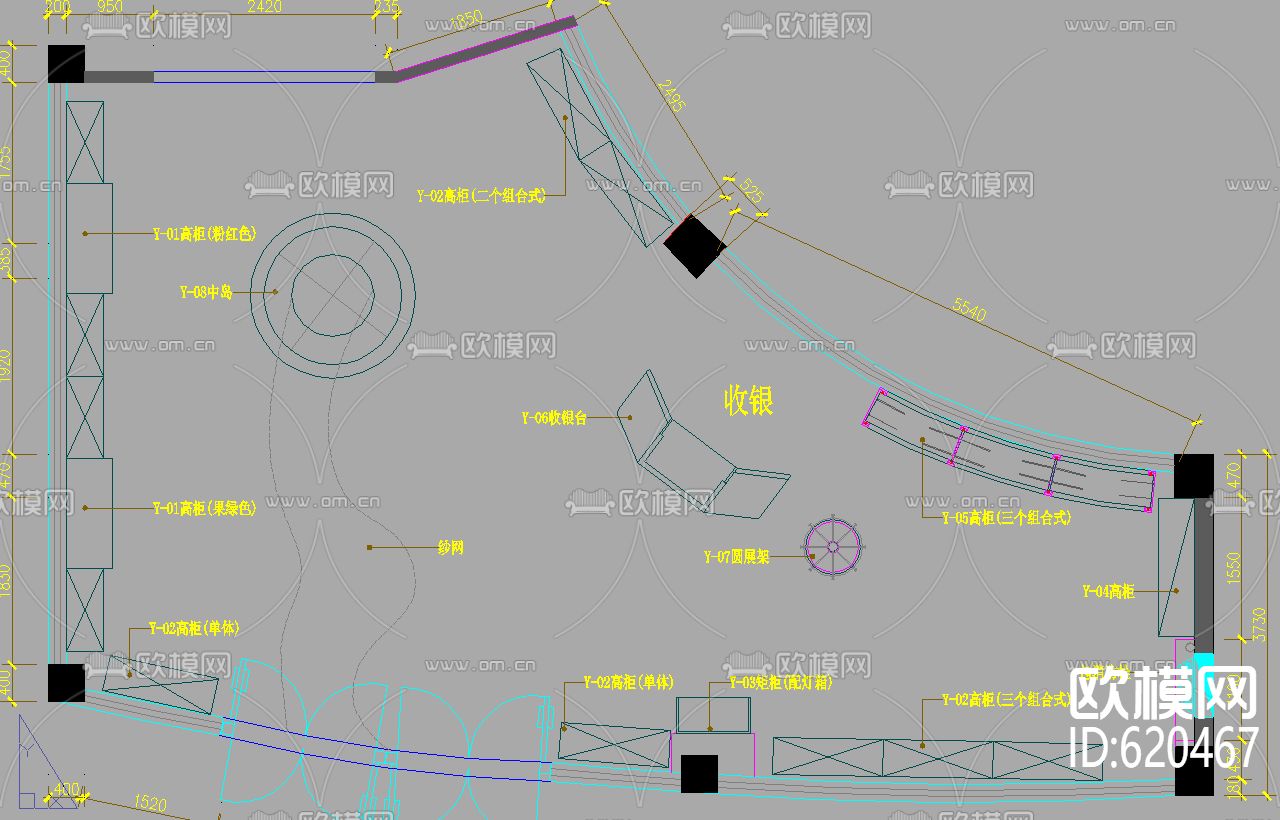 展柜装饰CAD施工图下载（渲染图1）