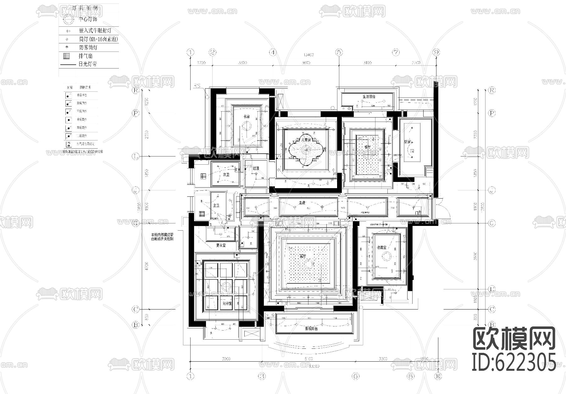 欧式住宅平立面施工图下载（渲染图4）