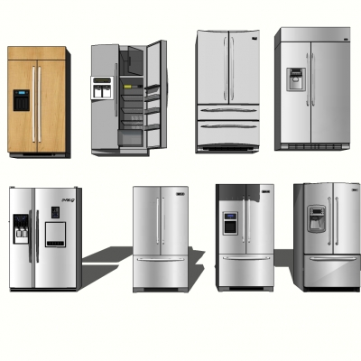  现代电冰箱组合su模型 