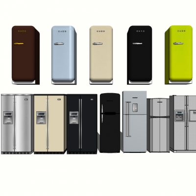  现代冰箱组合su模型 