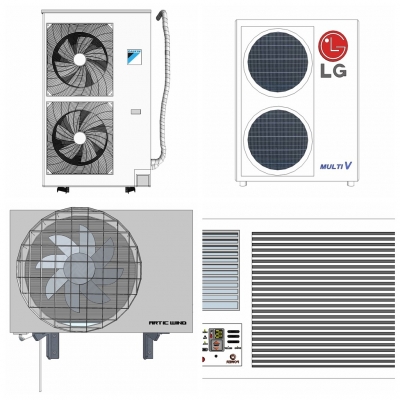  现代空调外机组合su模型 