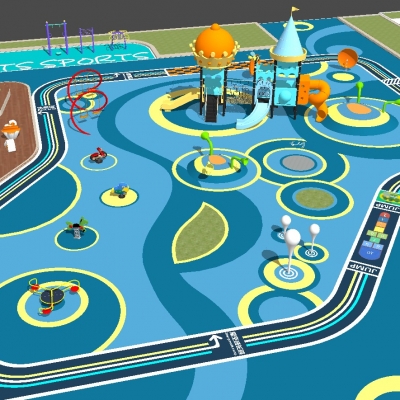  现代儿童游乐场su模型 