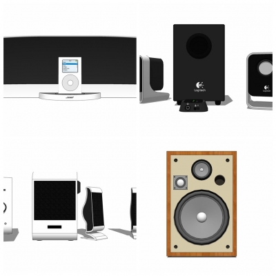  现代音响组合su模型 