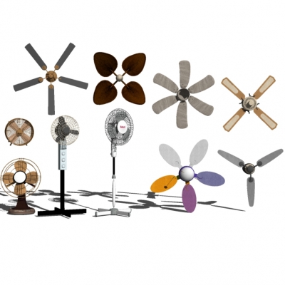  现代电风扇落地扇组合su模型 