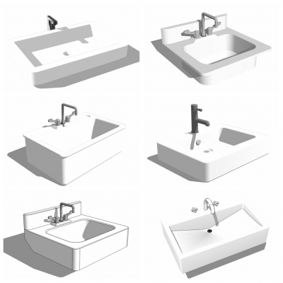  现代陶瓷台盆组合su模型 