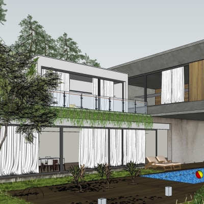 现代独栋别墅su模型