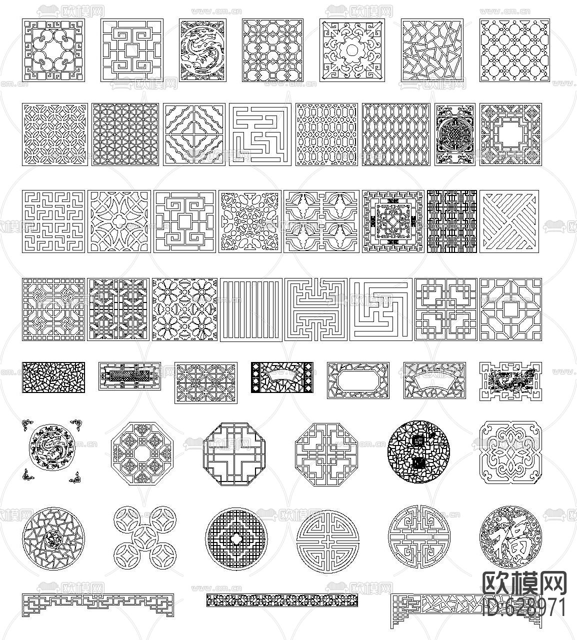 中式雕花 CAD图库下载