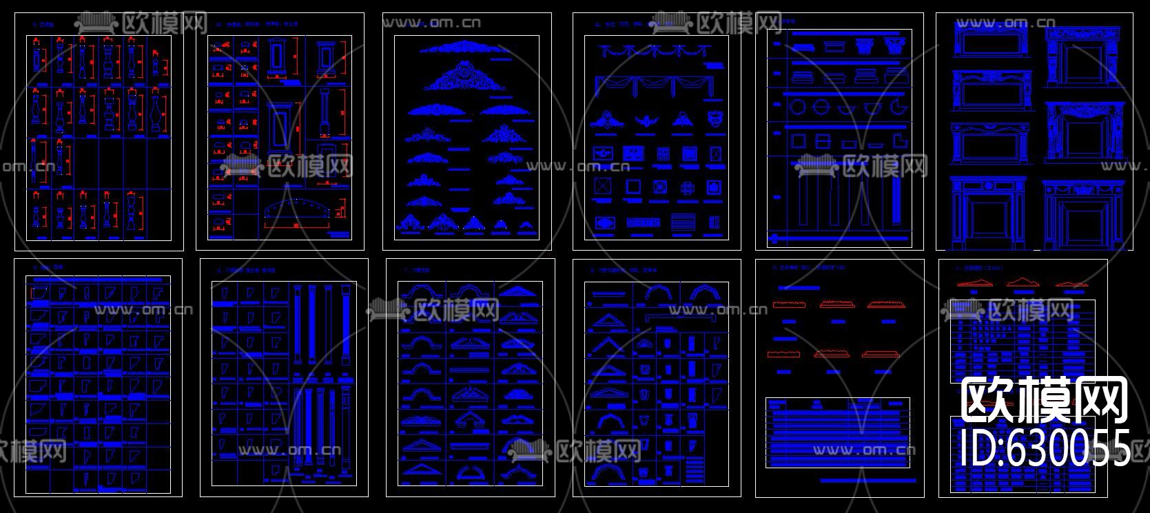 欧式石膏线和构件组合图库下载