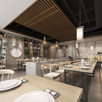 新中式自助餐厅3d模型