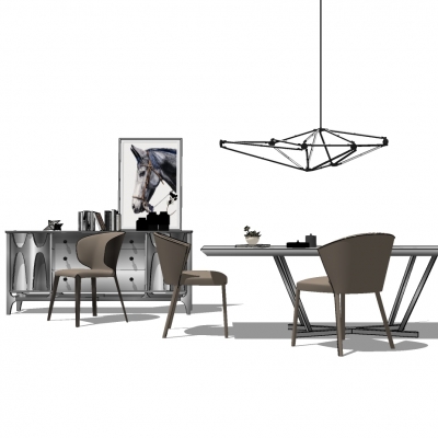 现代餐桌椅组合su模型