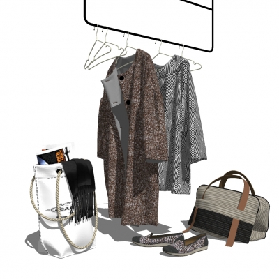  现代衣服鞋子组合su模型 