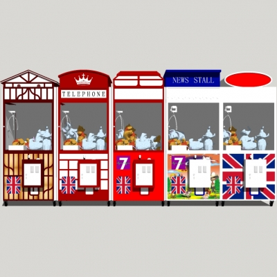  现代抓娃娃机组合su模型 