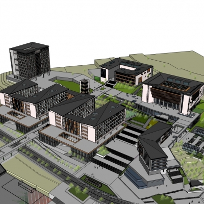  中式小区规划su模型 