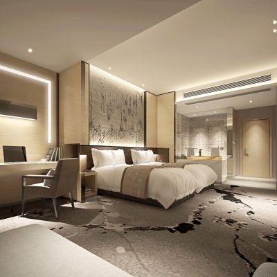 现代酒店双床客房3d模型