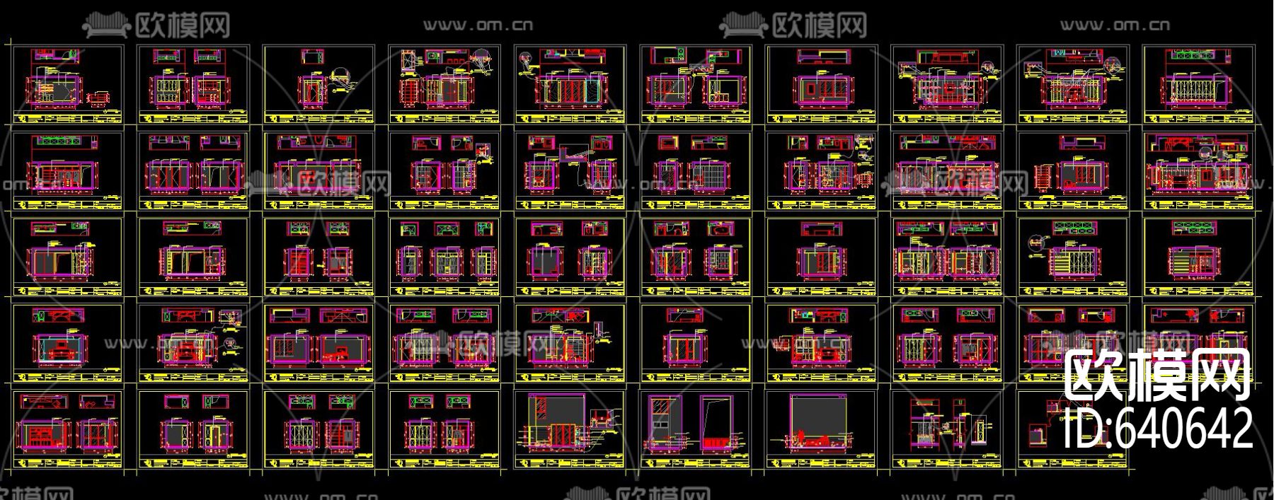 新中式 家装设计CAD施工图全套下载（渲染图2）