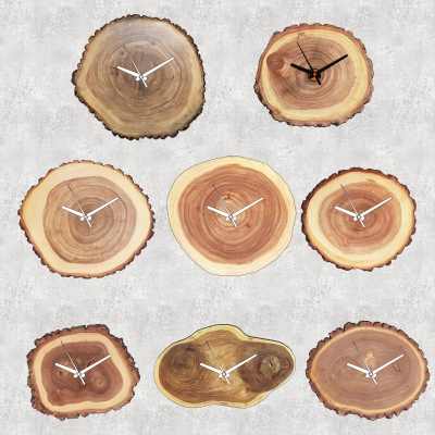 自然风原木年轮挂钟su模型